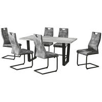 GARNITURA STOLA I STOLICA        - siva/crna, Moderno, drvni materijal/metal (160/44/75/98/90/57cm) - Novel