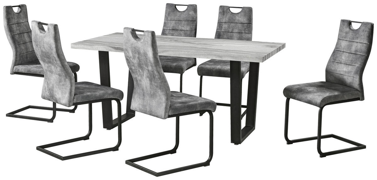 GARNITURA STOLA I STOLICA        - siva/crna, Moderno, drvni materijal/metal (160/44/75/98/90/57cm) - Novel