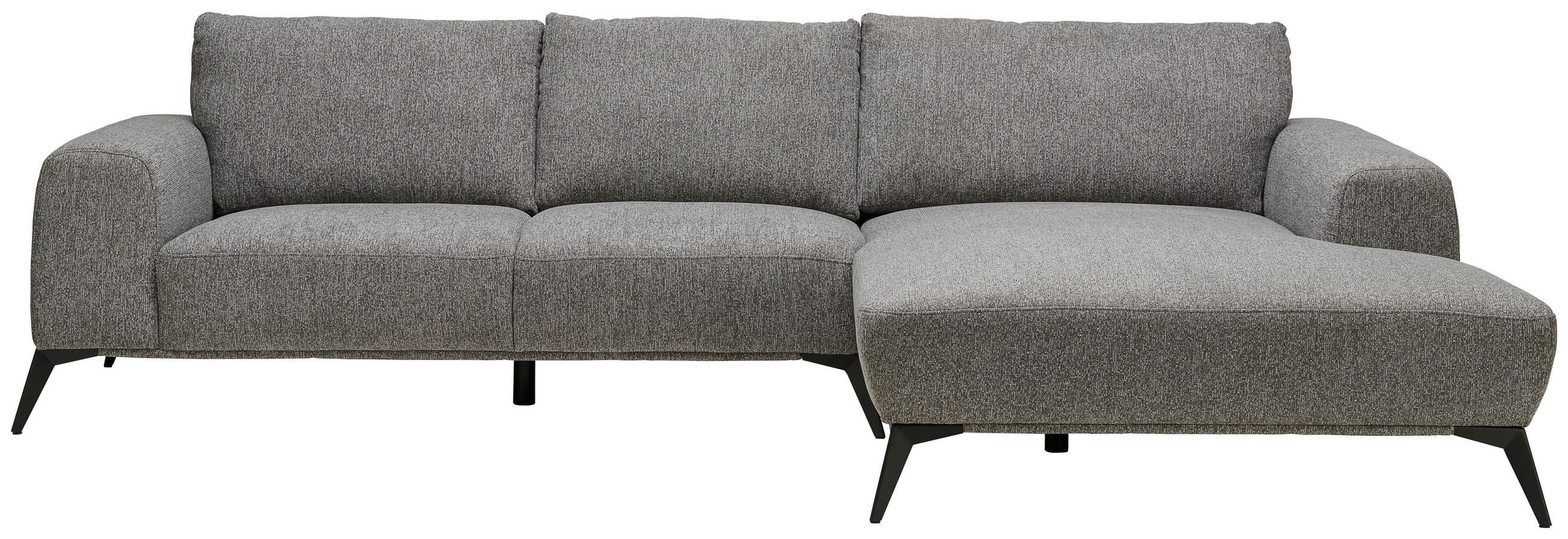 ECKSOFA in Webstoff Grau  298/187 cm  - Schwarz/Grau, Design, Textil/Metall (298/187cm) - Stylife
