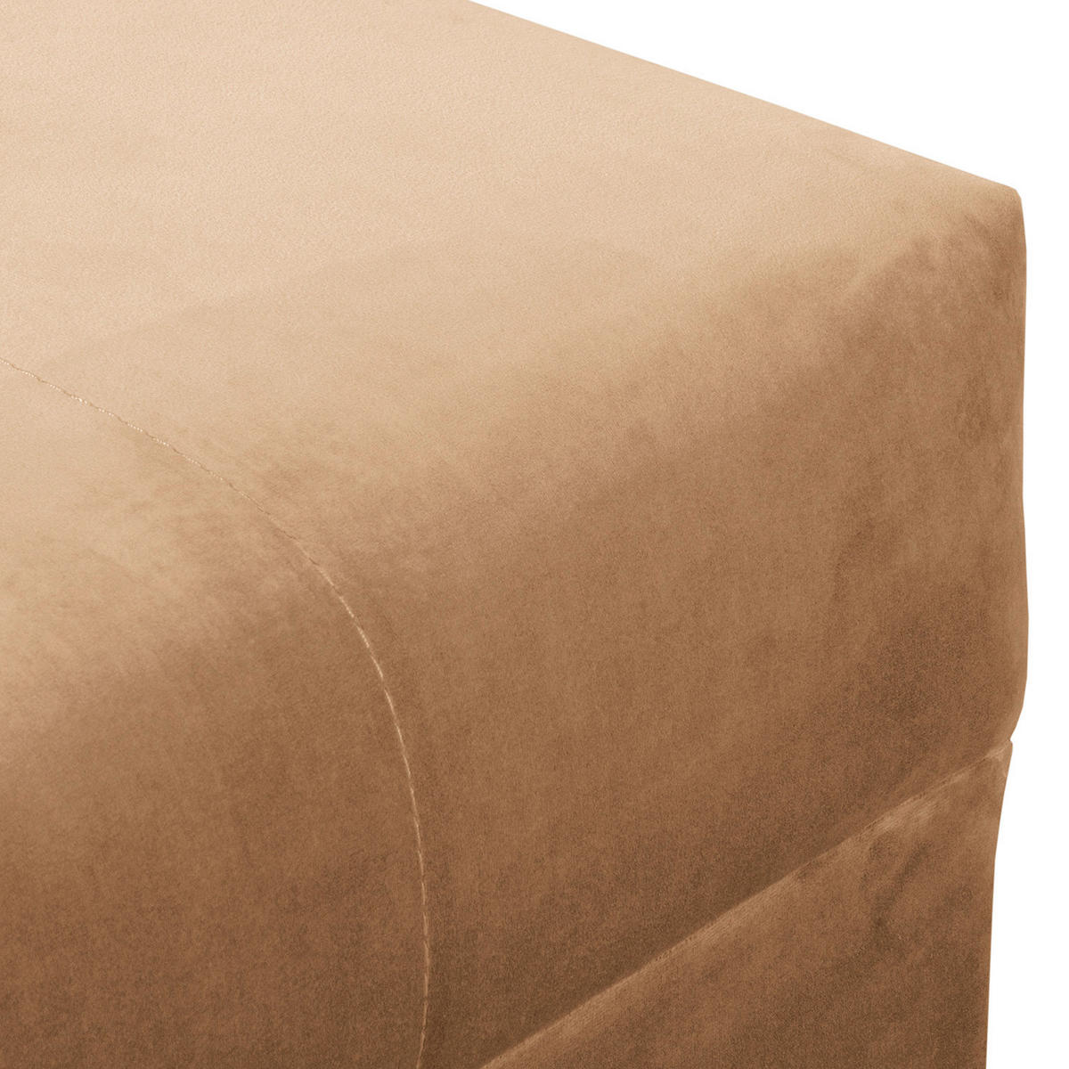 ECKSOFA inkl. Hocker Ariella Hellbraun Samt Rückenkissen, Hocker  - Hellbraun/Naturfarben, Design, Holz/Textil (231/161cm) - Livetastic