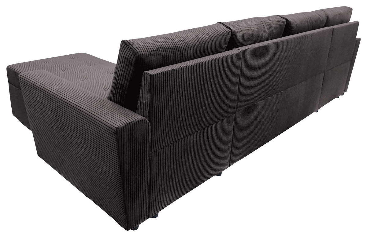WOHNLANDSCHAFT TERMOLI Graubraun Cord  - Graubraun/Schwarz, Design, Kunststoff/Textil (155/296/155cm) - MID.YOU