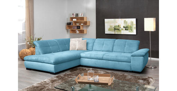 ECKSOFA in Cord Blau  - Blau/Schwarz, Design, Textil/Metall (242/313cm) - Xora