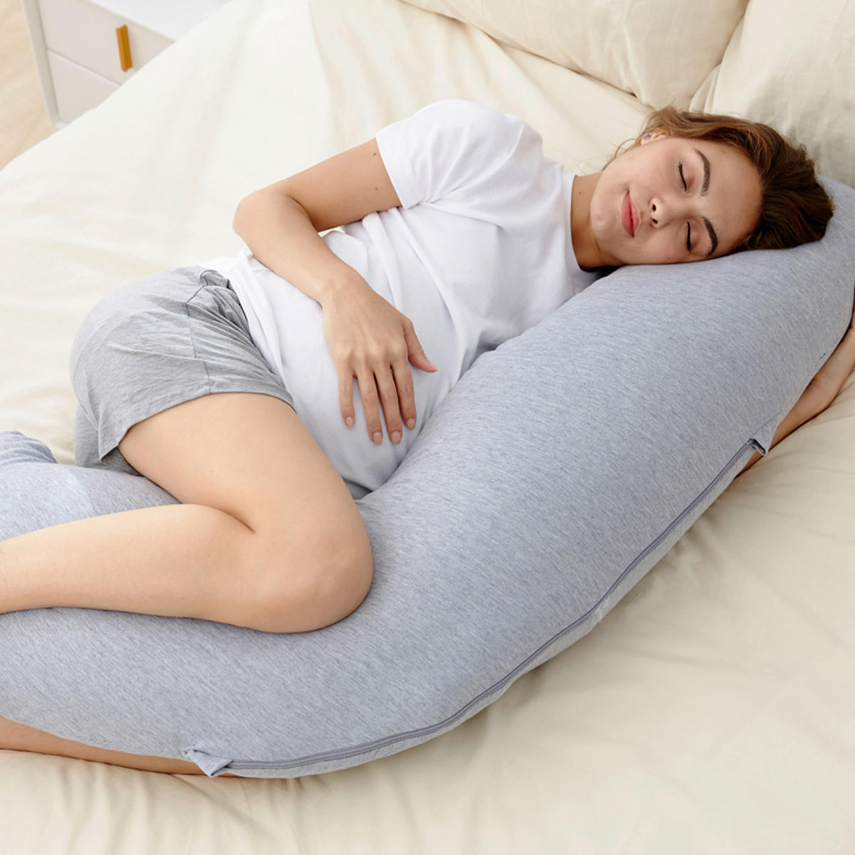 STILLKISSEN Schwangerschafftskissen   - Hellblau, Basics, Textil (20/100/20cm) - Momcozy