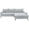 ECKSOFA  in Cord Hellgrau  280/173 cm  - Hellgrau/Schwarz, KONVENTIONELL, Textil/Metall (280/173cm) - Hom`in