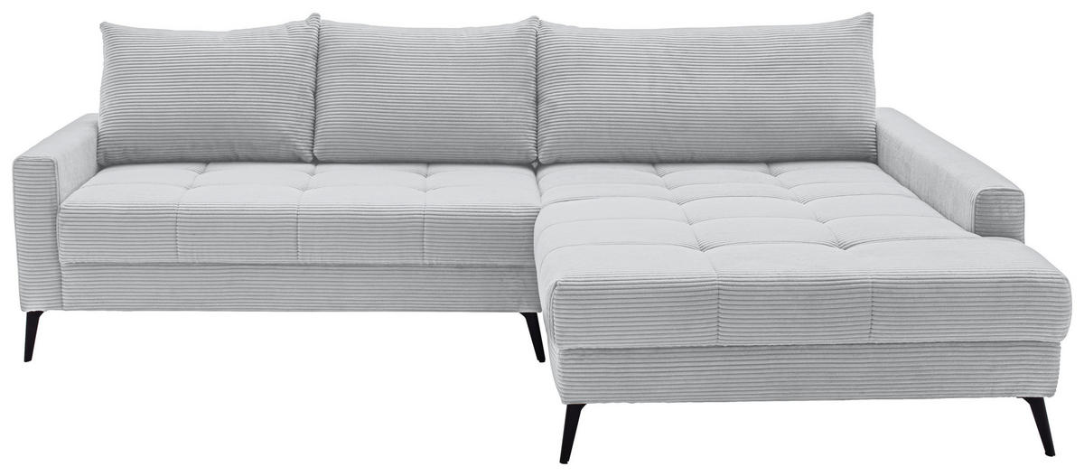ECKSOFA Hellgrau Cord  - Hellgrau/Schwarz, KONVENTIONELL, Textil/Metall (280/173cm) - Hom`in