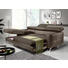 Ecksofa Lederlook Bettkasten, Nackenstütze, Rücken echt, Schlaffunktion - Chromfarben/Braun, Design, Textil/Metall (169/226cm) - Carryhome