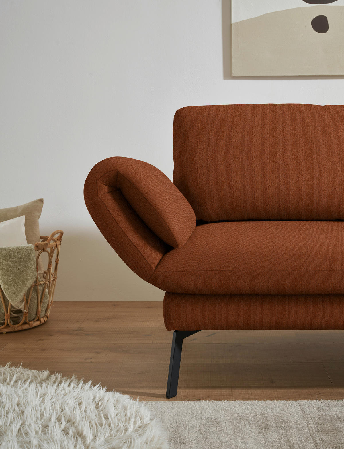 ECKSOFA  in Flachgewebe Kupferfarben  255-365/175-224 cm  - Schwarz/Kupferfarben, Design, Textil/Metall (255-365/175-224cm) - Dieter Knoll