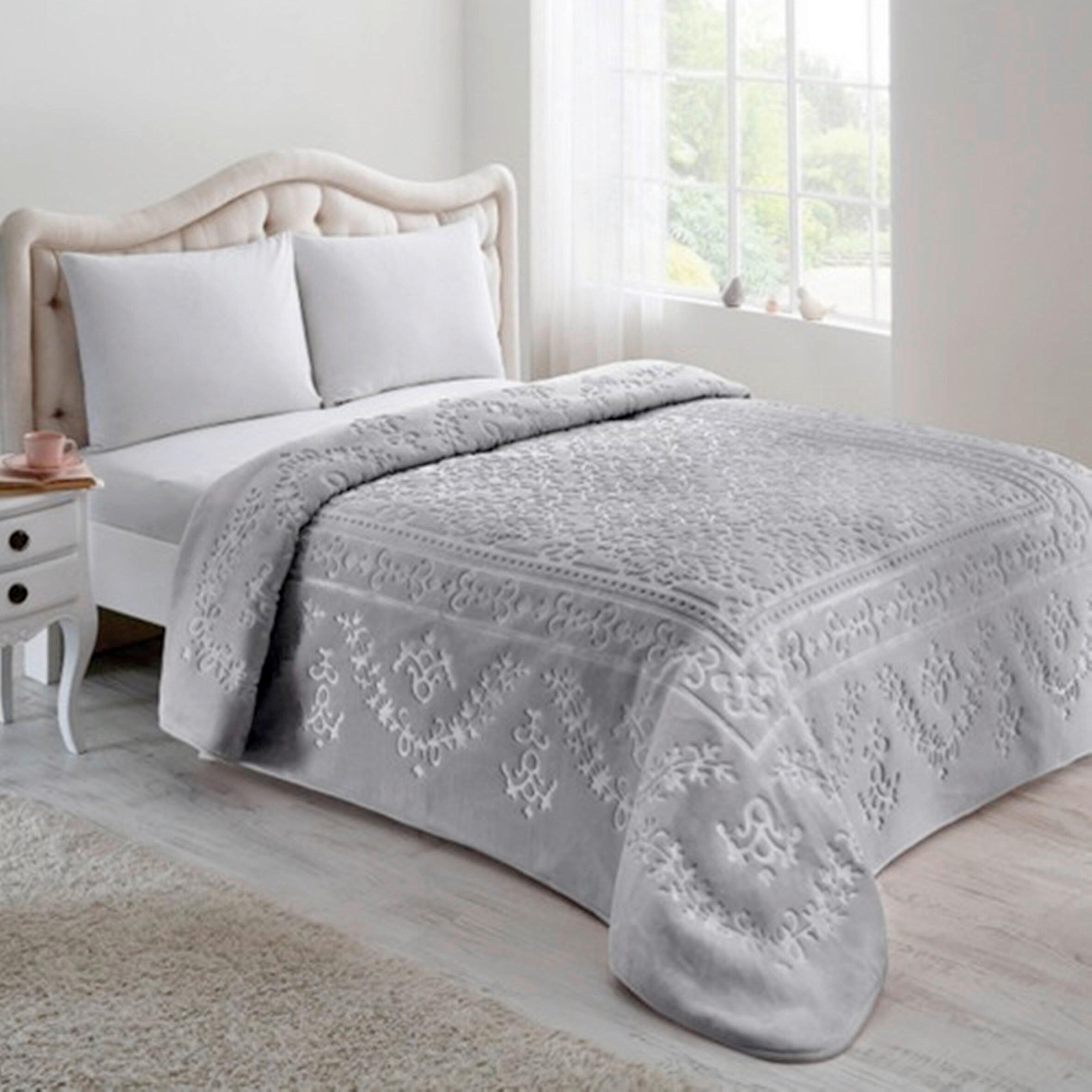 Pătură 220/240 cm  - gri, Basics, textil (220/240cm)