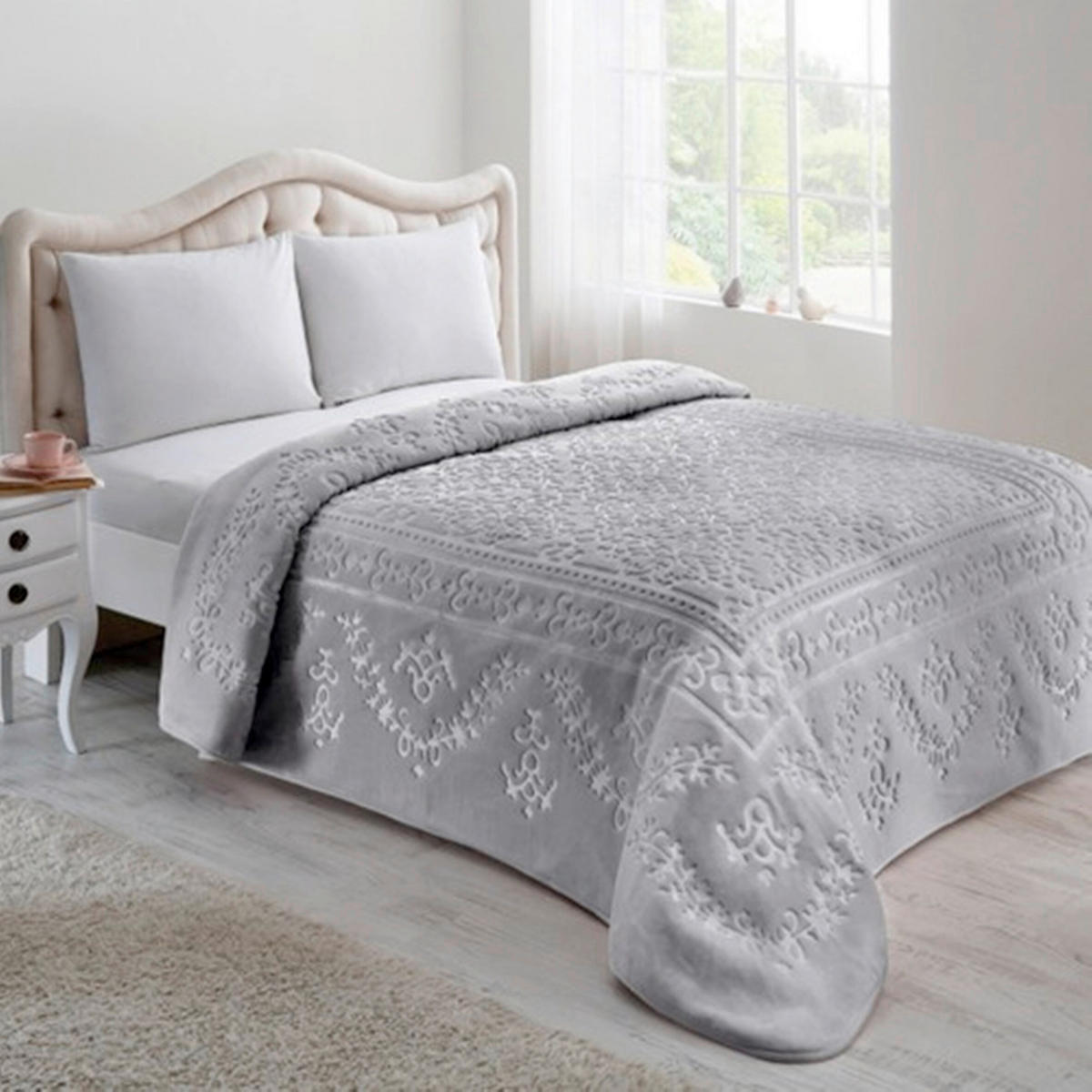 Pătură 220/240 cm  - gri, Basics, textil (220/240cm)