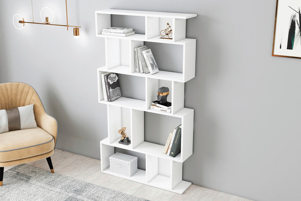 WANDREGAL 90/160/22 cm  - Weiss, Design, Holzwerkstoff (90/160/22cm) - Livetastic