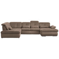 WOHNLANDSCHAFT  in Mikrofaser Sandfarben  - Sandfarben/Chromfarben, Design, Holzwerkstoff/Textil (260/371/195cm) - Beldomo Style