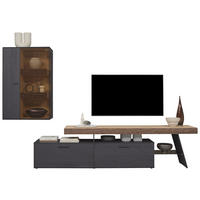 WOHNWAND  Anthrazit, Eichefarben 311/196/44 cm  - Eichefarben/Anthrazit, Design, Glas/Holz (311/196/44cm) - Valnatura