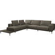 ECKSOFA  in Leinwand Dunkelbraun  271/318 cm  - Dunkelbraun/Schwarz, Design, Textil/Metall (271/318cm) - Belluti