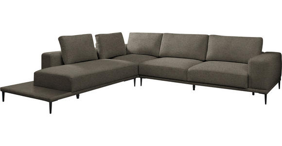 ECKSOFA  in Leinwand Dunkelbraun  271/318 cm  - Dunkelbraun/Schwarz, Design, Textil/Metall (271/318cm) - Belluti