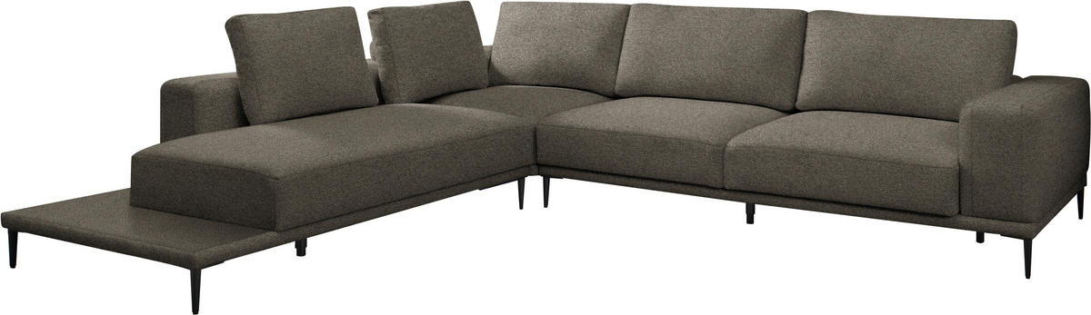 ECKSOFA  in Leinwand Dunkelbraun  271/318 cm  - Dunkelbraun/Schwarz, Design, Textil/Metall (271/318cm) - Belluti
