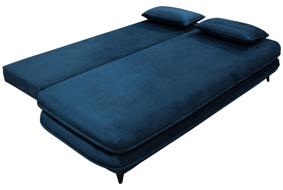 SCHLAFSOFA  mit Velours Dunkelblau  - Schwarz/Dunkelblau, Design, Kunststoff/Textil (217/73/86/106cm) - MID.YOU