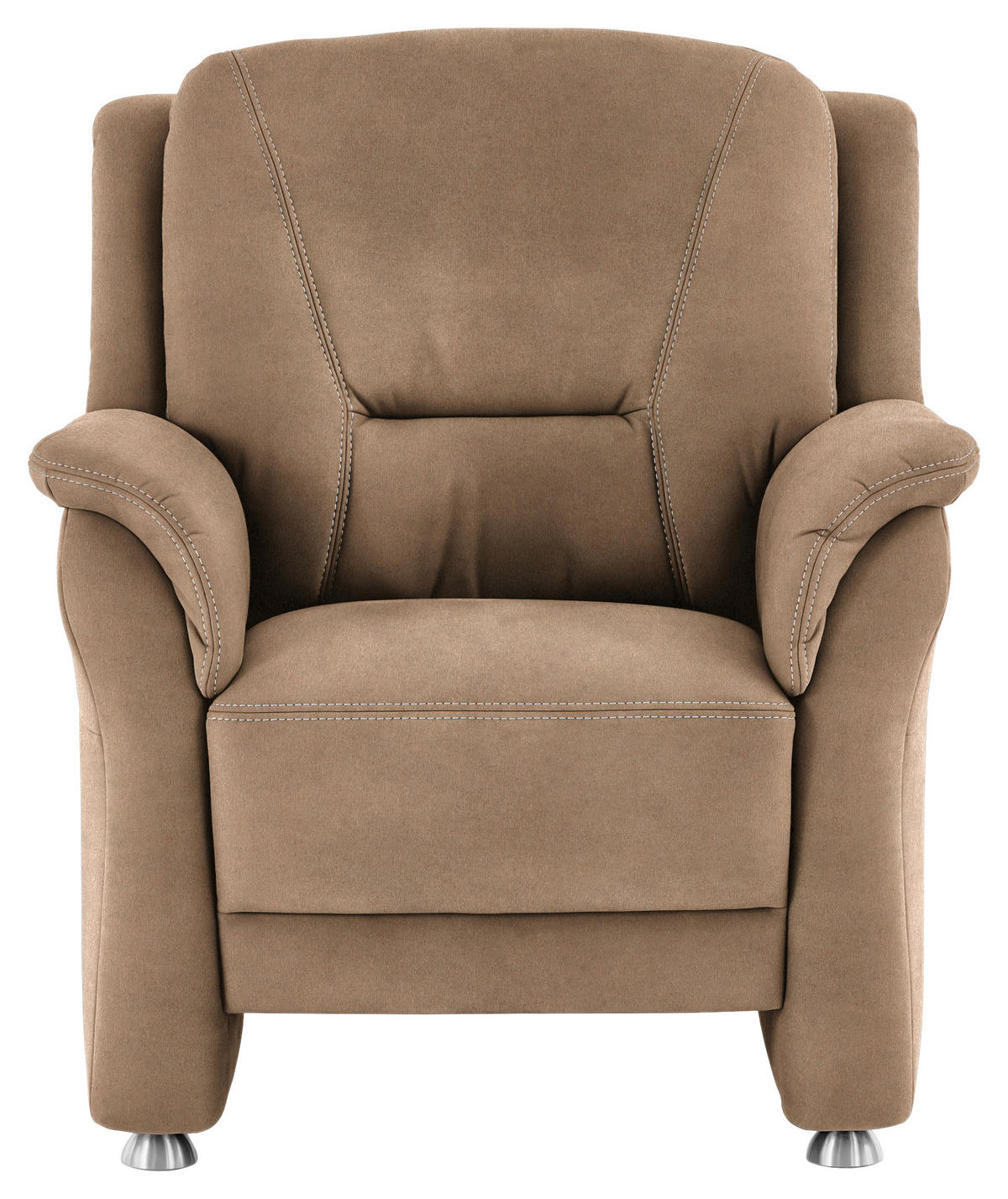 SESSEL in Mikrofaser Beige  - Beige/Alufarben, Konventionell, Textil/Metall (90/100/89cm) - Beldomo Comfort