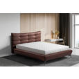 POLSTERBETT 180/200 cm,  in Dunkelbraun, gepolstertes Kopfteil,  - Dunkelbraun/Schwarz, Design, Leder/Metall (180/200cm) - Esposa