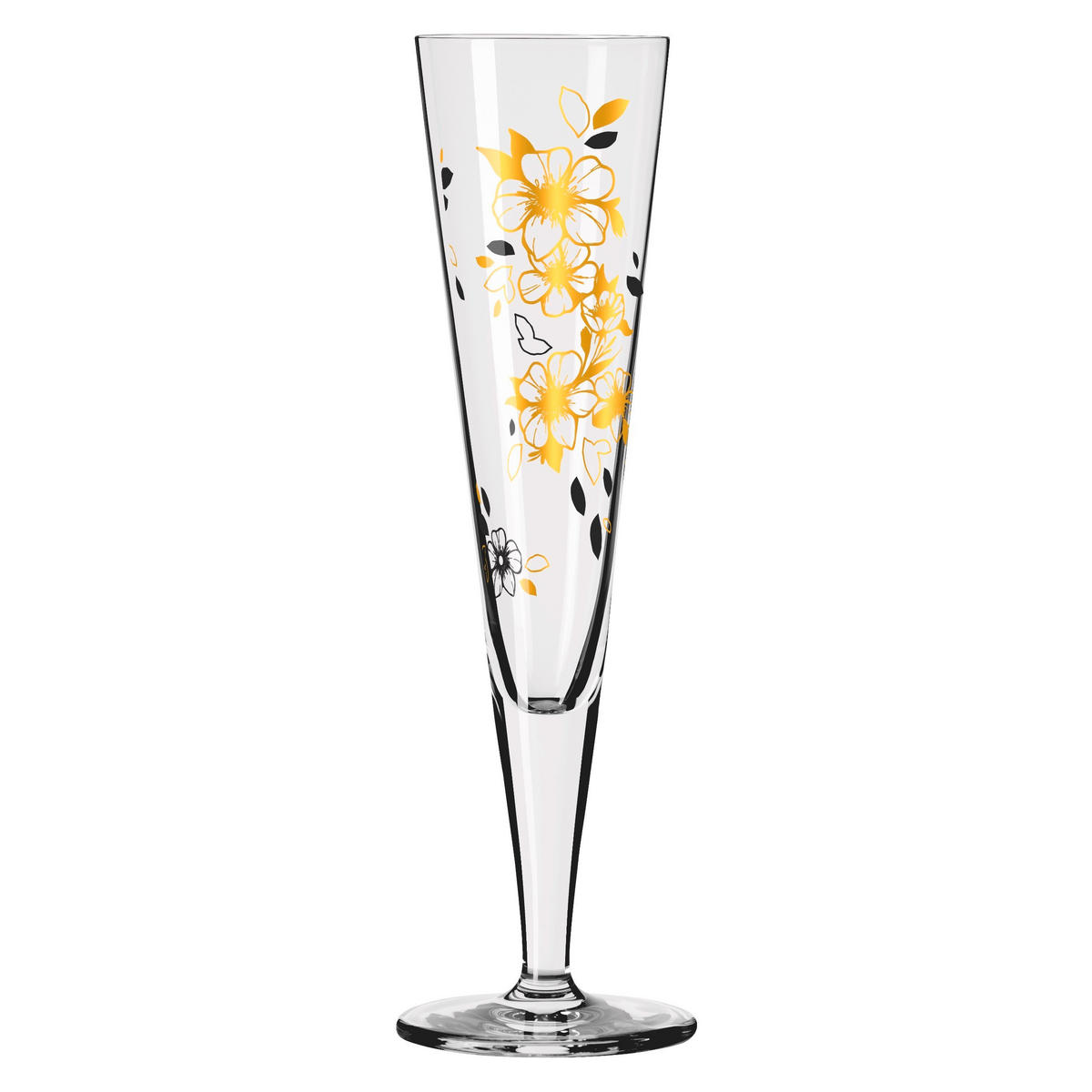 CHAMPAGNERGLAS Goldnacht 205 ml 4-teilig  - Goldfarben/Schwarz, Trend, Glas (7,2/24/7,2cm) - Ritzenhoff Breker