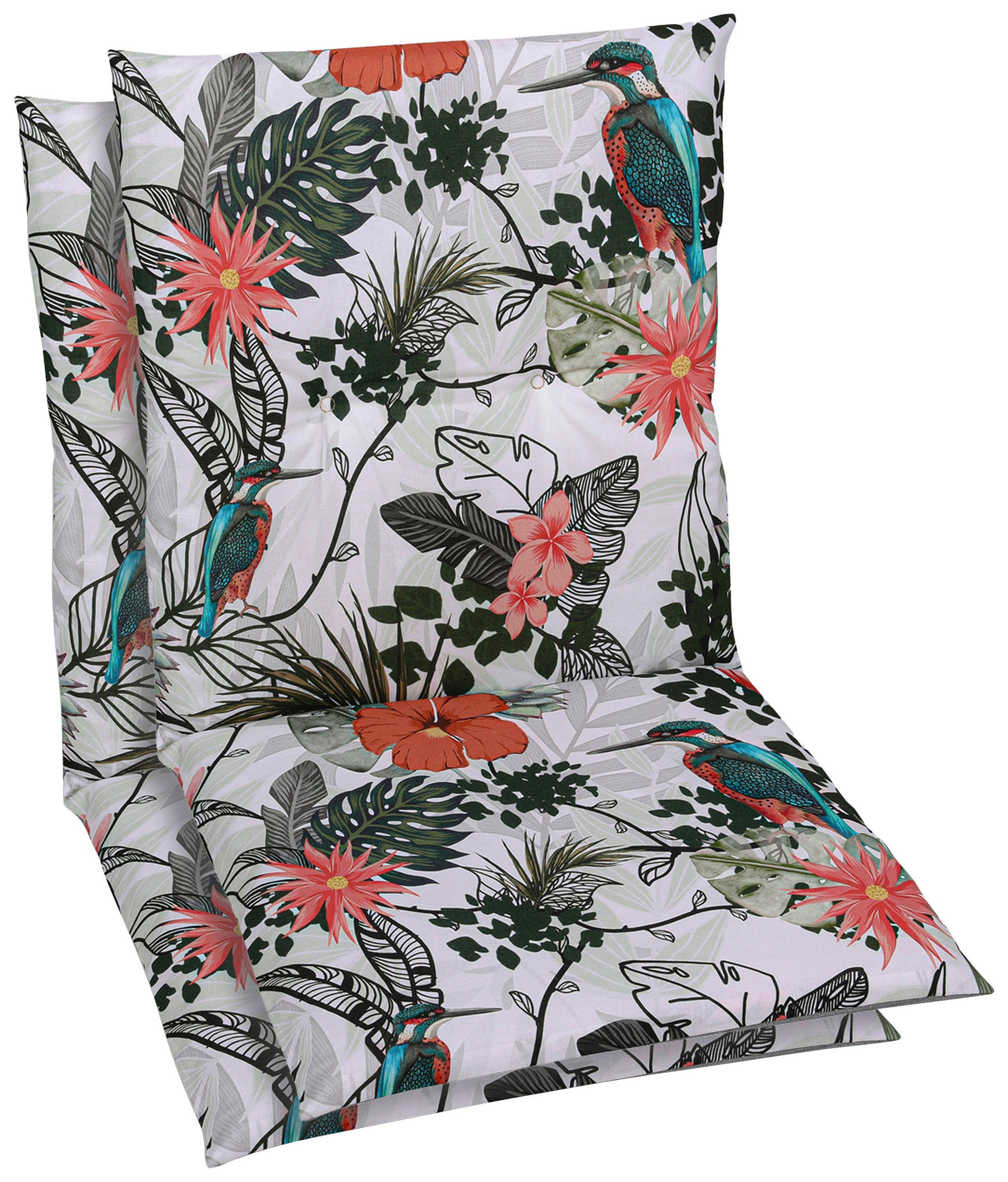 SESSELAUFLAGENSET in Grün, Hellgrau Floral  - Hellgrau/Grün, Basics, Textil (48/5/98cm)