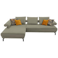 ECKSOFA in Echtleder Hellgrau  - Hellgrau/Schwarz, Design, Leder/Metall (224/305cm) - Dieter Knoll