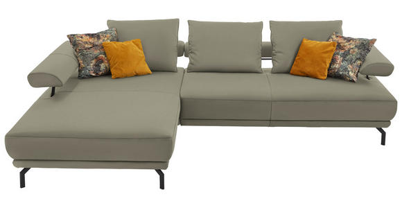 ECKSOFA in Echtleder Hellgrau 224/305 cm - Hellgrau/Schwarz, Design, Leder/Metall (224/305cm) - Dieter Knoll