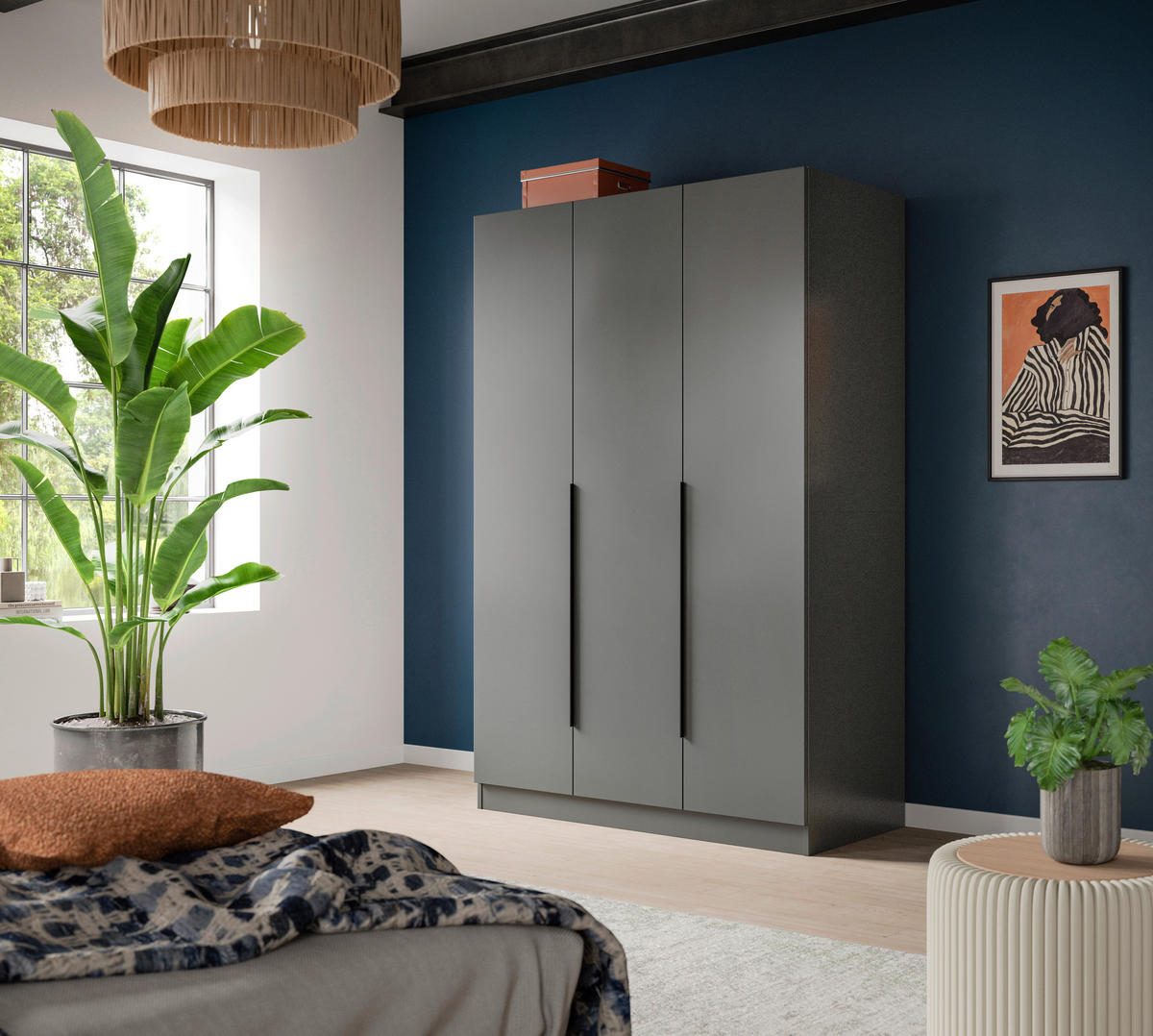 DREHTÜRENSCHRANK  in Anthrazit  - Anthrazit/Schwarz, MODERN, Holzwerkstoff/Kunststoff (120/181/52cm) - MID.YOU