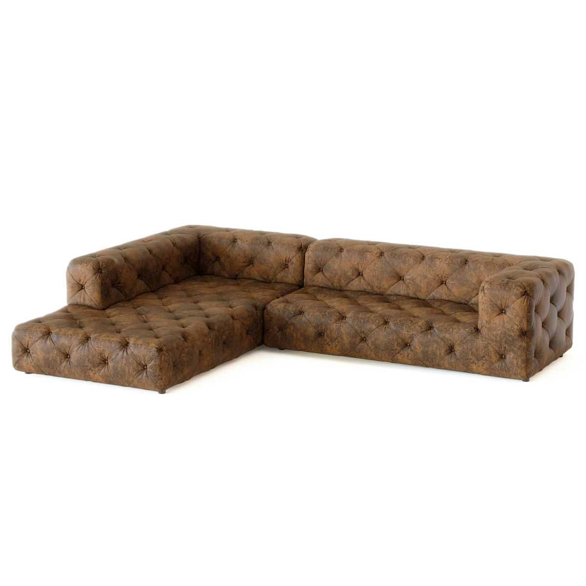 ECKSOFA Lederlook Dunkelbraun  - Dunkelbraun/Schwarz, Design, Kunststoff/Textil (228/325cm) - P & B