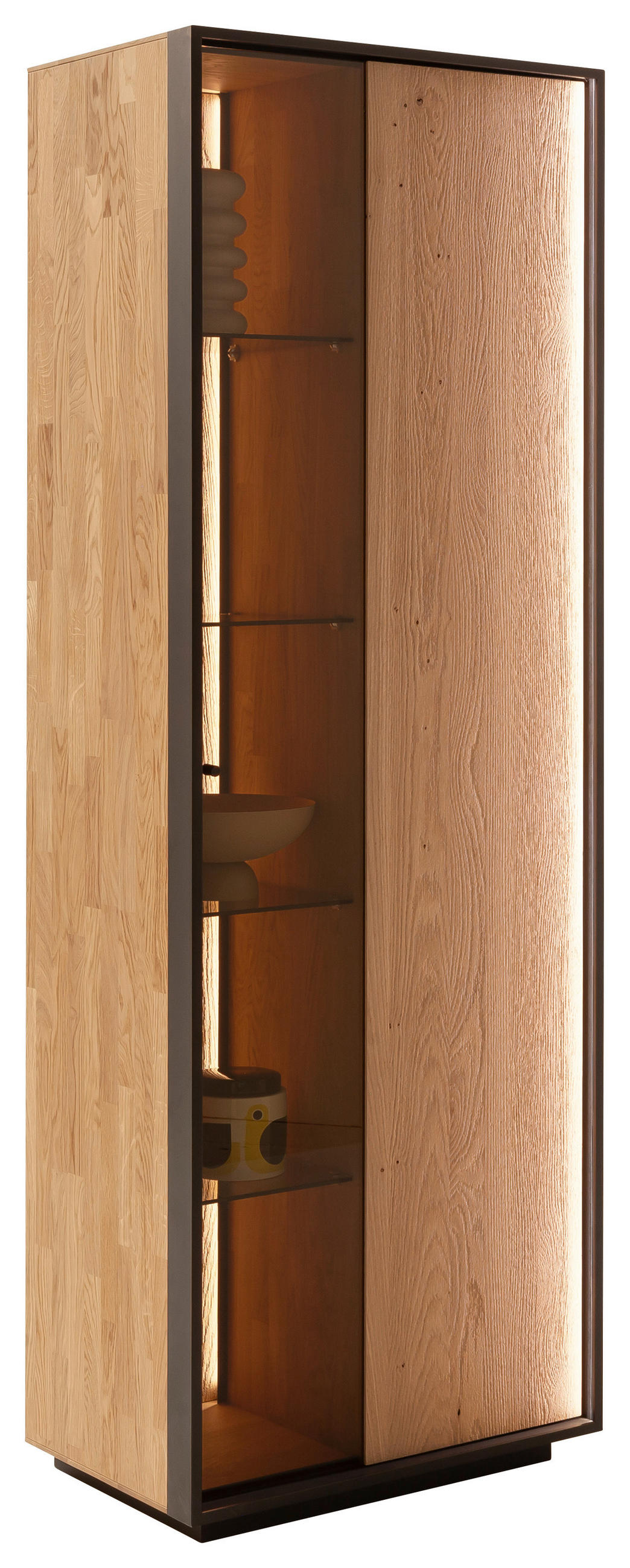 VITRINE  in massiv Kerneiche Eichefarben - Eichefarben/Anthrazit, Design, Glas/Holz (67/197/42cm) - Schöner Wohnen