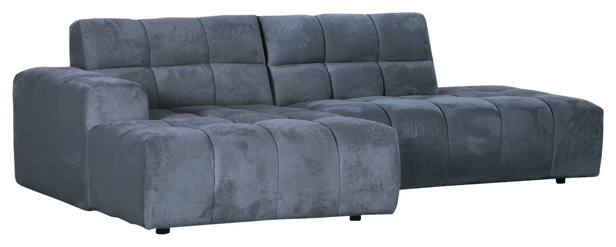 HÖRNSOFFA i plysch petrol  - petrol/svart, Klassisk, textil/plast (155/282cm) - MID.YOU