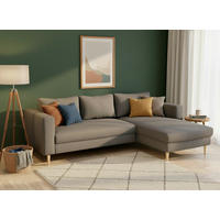 ECKSCHLAFSOFA  mit Rücken echt, Armteil links, Armteil rechts Struktur Anthrazit  - Anthrazit/Buchefarben, MODERN, Holz/Textil (232/161cm) - Trendmanufaktur