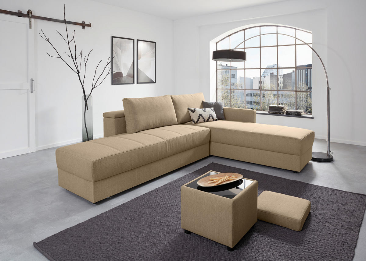 ECKSOFA in Webstoff Beige  229/287 cm  - Beige/Schwarz, Design, Kunststoff/Textil (229/287cm) - LOOKS by W.Joop