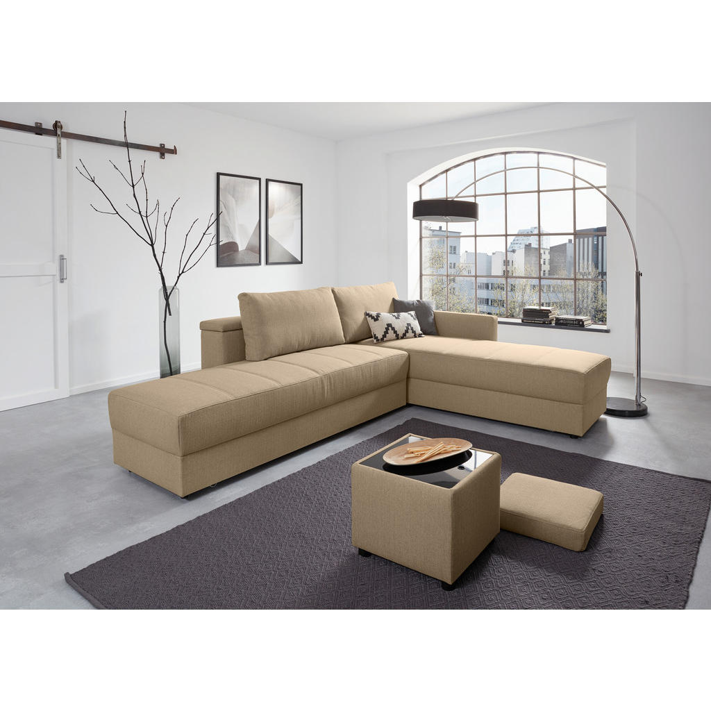 Thumbnail - Looks by W.Joop Ecksofa Looks Iii, Beige, Textil, Uni, 4-Sitzer, Ottomane links, L-Form, 287x229 cm, Made in EU, Liegefu...