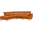 ECKSOFA in Flachgewebe, Mikrofaser Terracotta  - Beige/Terracotta, Design, Textil/Metall (242/271cm) - Cantus