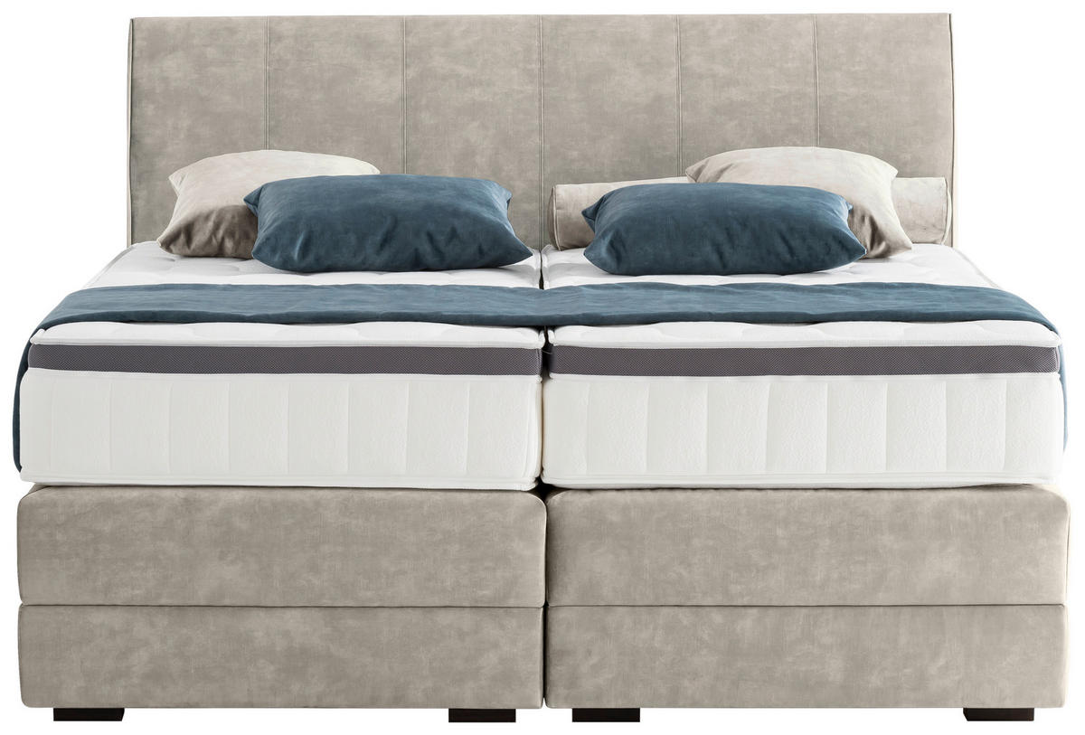BOXSPRINGBETT 180/200 cm  in Hellgrau  - Wengefarben/Hellgrau, KONVENTIONELL, Holz/Textil (180/200cm) - Novel