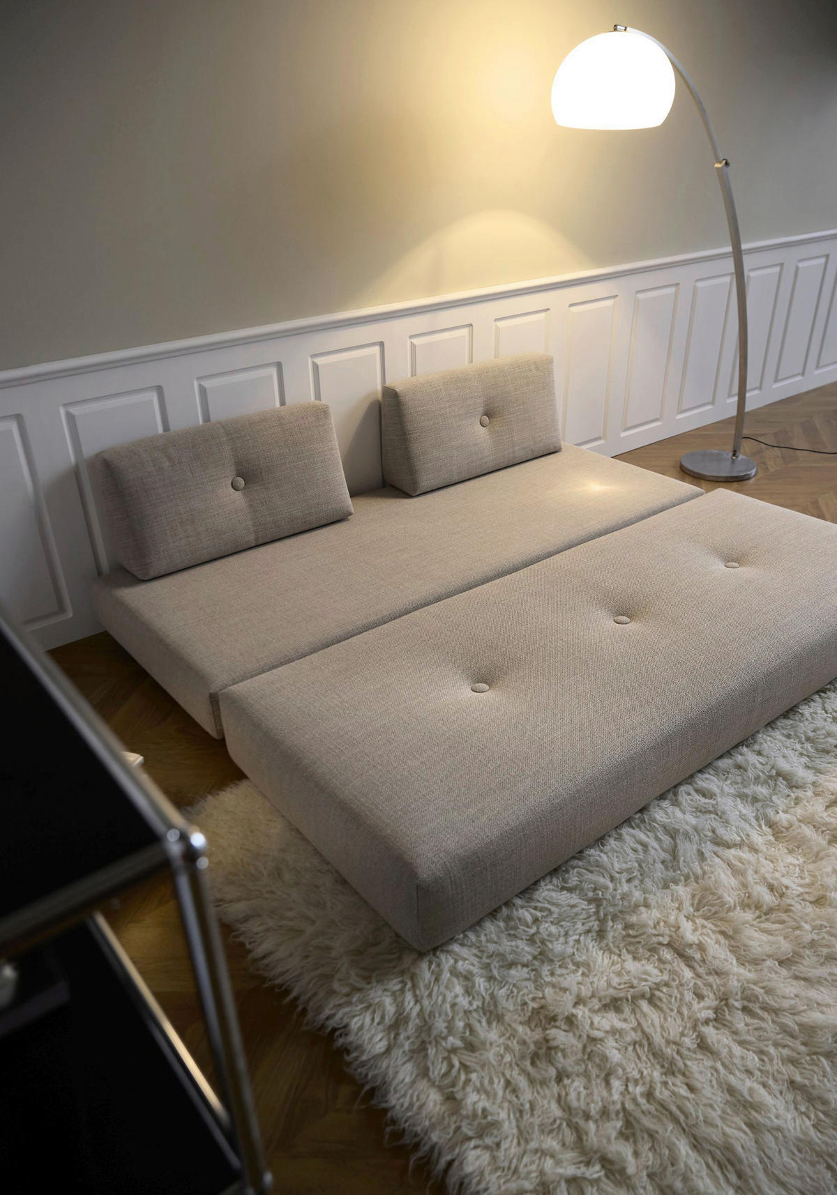 SCHLAFSOFA Flachgewebe Naturfarben  - Schwarz/Naturfarben, Design, Textil/Metall (200/82/84cm) - Innovation