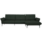 ECKSOFA in Echtleder Dunkelgrün  - Dunkelgrün/Schwarz, Design, Leder/Metall (319/182cm) - Valnatura