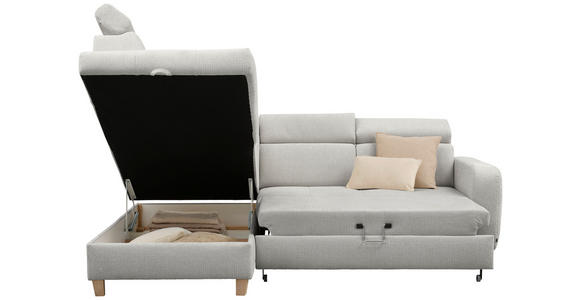 ECKSOFA inkl. Funktionen Grau Samt - Grau, Design, Holz/Textil (206/261cm) - Venda