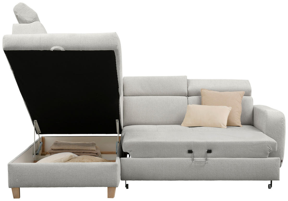 ECKSOFA inkl. Funktionen Grau Samt  - Grau, Design, Holz/Textil (206/261cm) - Venda