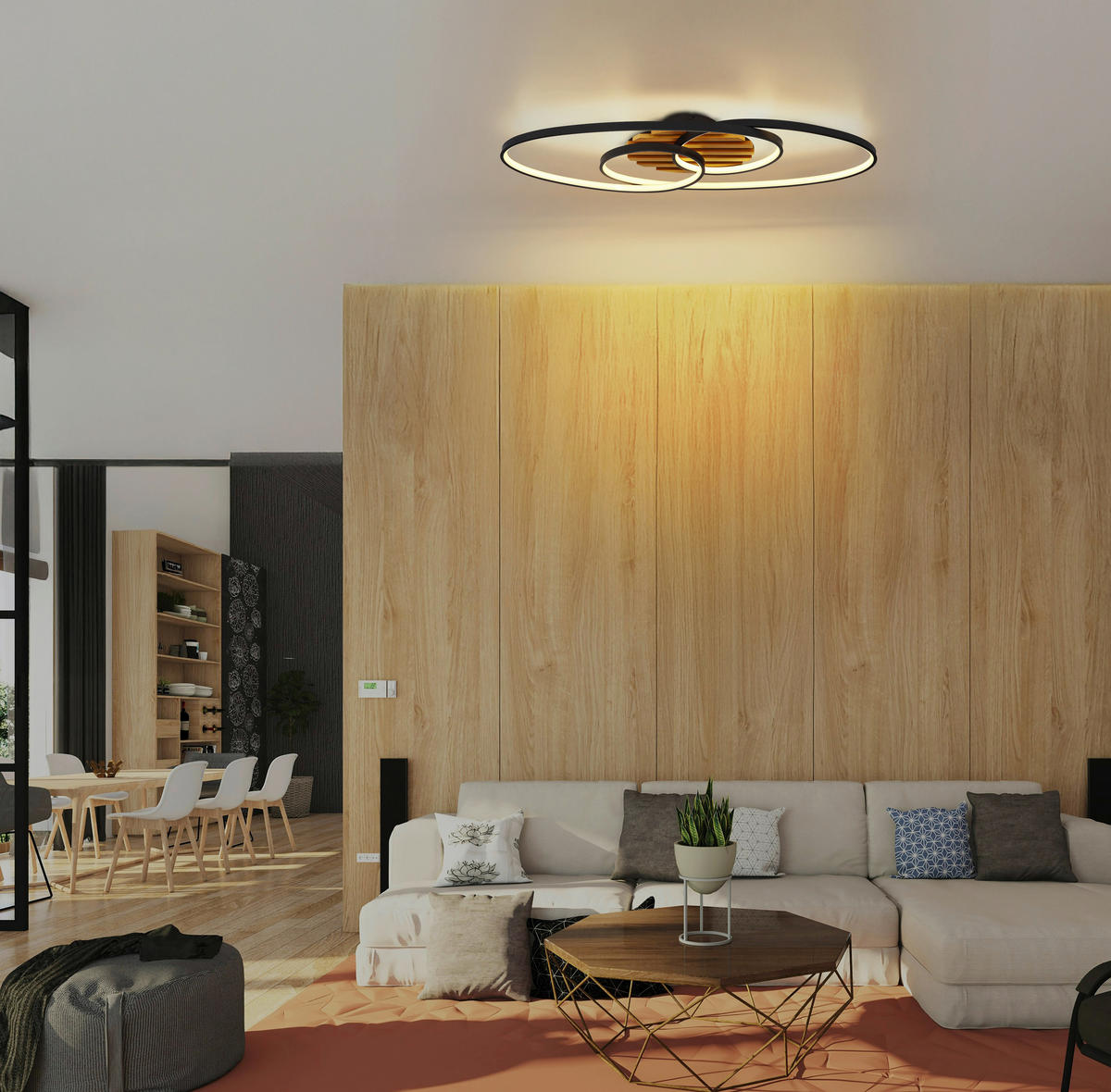 LED-DECKENLEUCHTE 85/30/9 cm   - Schwarz/Weiß, Design, Kunststoff/Metall (85/30/9cm) - Globo