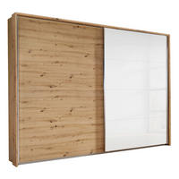 ORMAR S KLIZNIM VRATIMA bijela, boje hrasta   - bijela/boje hrasta, Design, staklo/drvni materijal (226/210cm) - Carryhome