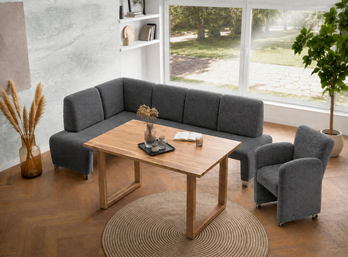 KLUPA KUTNA  antracit  drvo, tekstil, drvni materijal      - srebrne boje/antracit, Moderno, drvni materijal/drvo (243/158cm) - Livetastic