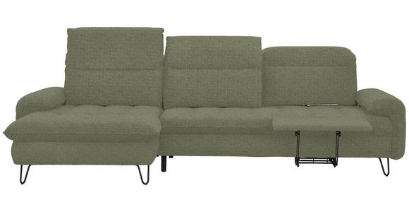 ECKSOFA in Flachgewebe Grün  - Schwarz/Grün, LIFESTYLE, Textil/Metall (180/310cm) - Valnatura