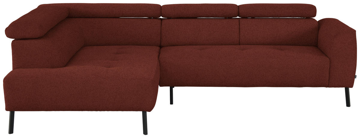 ECKSOFA in Chenille Rostfarben  205/280 cm  - Rostfarben/Schwarz, Design, Textil/Metall (205/280cm) - Xora