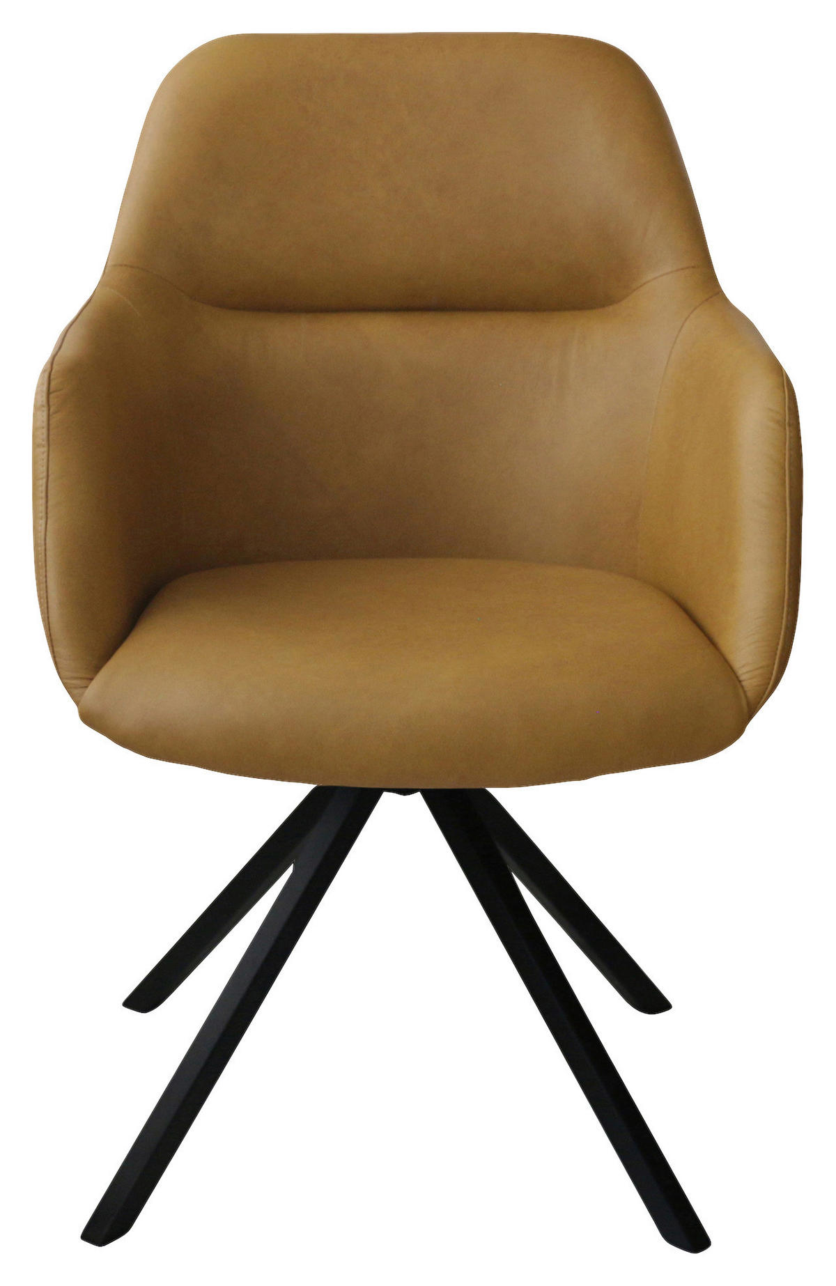 ARMLEHNSTUHL  in Stahl Echtleder pigmentiert  - Cognac/Schwarz, Design, Leder/Metall (57/85,5/65cm) - Voleo