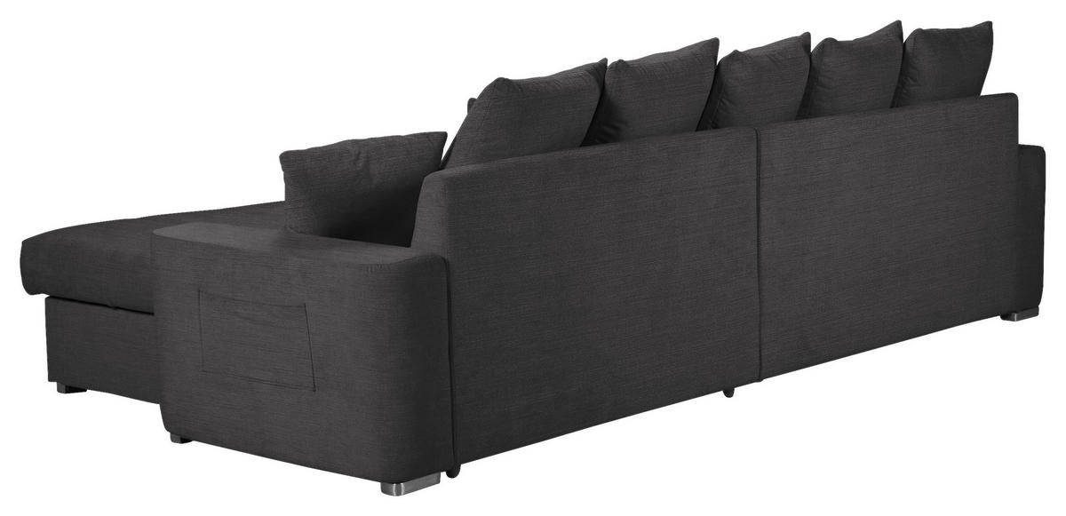 ECKSOFA in Mikrofaser Schwarz  293/164 cm  - Silberfarben/Schwarz, MODERN, Holz/Textil (293/164cm) - MID.YOU