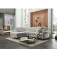 ECKSOFA Ecru Webstoff Schlaffunktion, Matratze  - Ecru/Schwarz, KONVENTIONELL, Textil/Metall (201/277cm) - Dieter Knoll