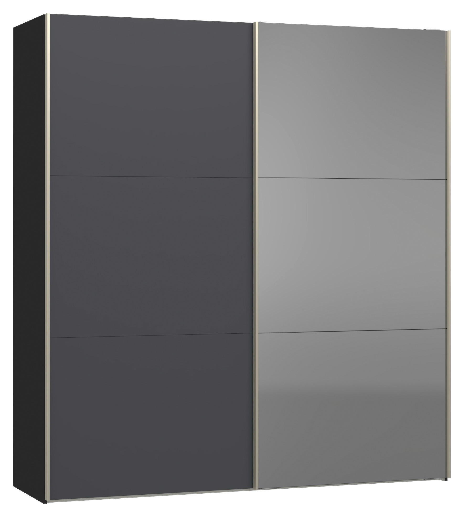 SCHWEBETÜRENSCHRANK 203/220/65 cm 2-türig Anthrazit, Schwarz  - Edelstahlfarben/Anthrazit, Design, Glas/Holzwerkstoff (203/220/65cm) - Jutzler