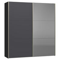 SCHWEBETÜRENSCHRANK 203/220/65 cm 2-türig Anthrazit, Schwarz  - Edelstahlfarben/Anthrazit, Design, Glas/Holzwerkstoff (203/220/65cm) - Jutzler