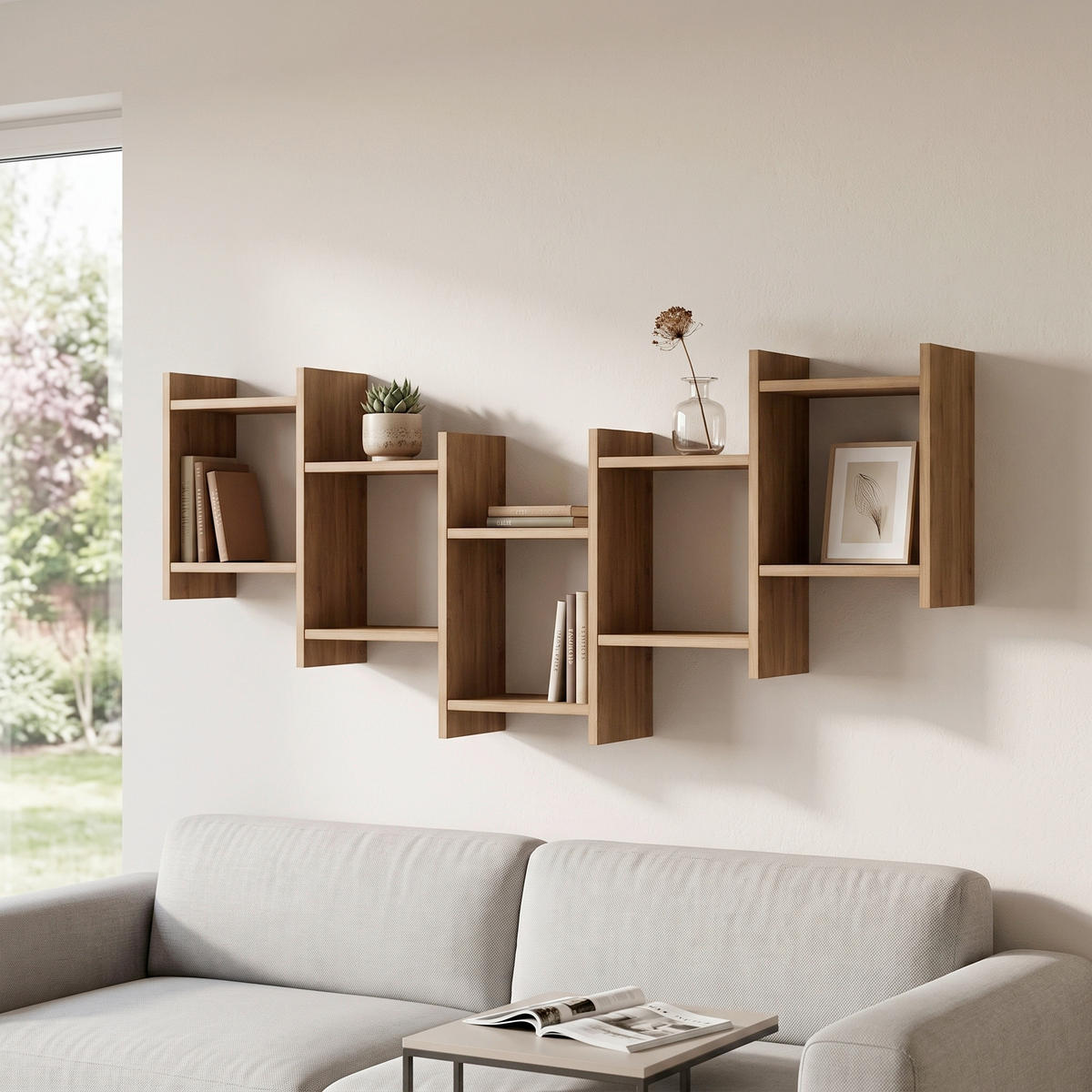 WANDREGAL 151/64/20 cm  - Eichefarben, Design, Holzwerkstoff (151/64/20cm) - Livetastic